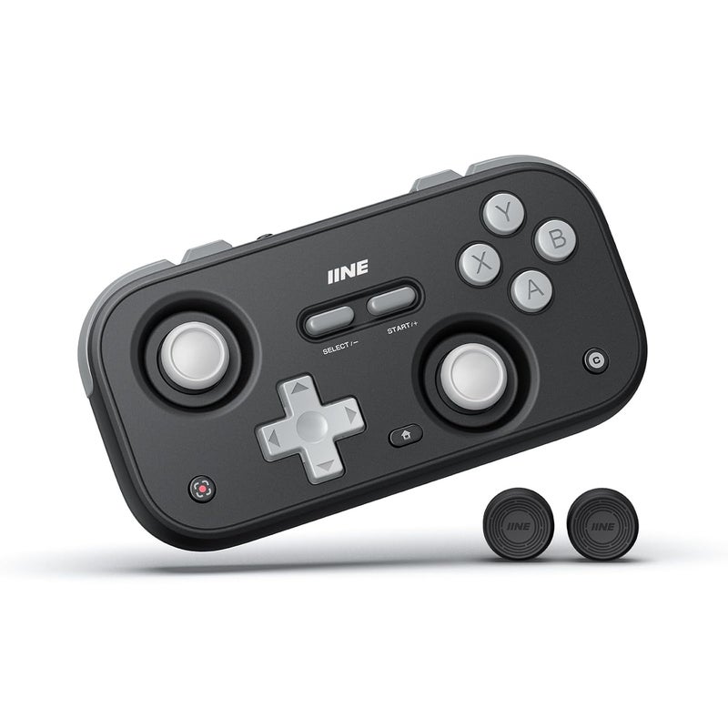 IINE Retro Pocket Wireless Game Controller – Compact Gamepad with Hall Effect Joysticks, Customizable Buttons, 1000Hz Polling Rate – Compatible with PC, Switch, Mobile, Steam Deck, Tablet (Black) - Image 1